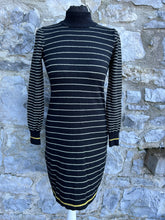 Load image into Gallery viewer, Black stripy knitted dress uk 6-8
