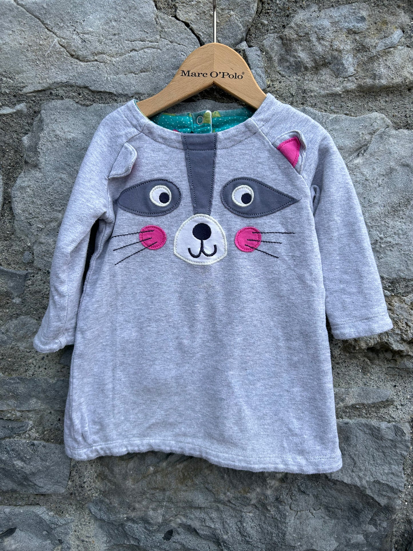 Raccoon&winter landscape reversible dress  6-12m (68-80cm)