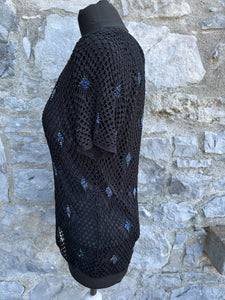 Y2K black crochet top uk 10-12