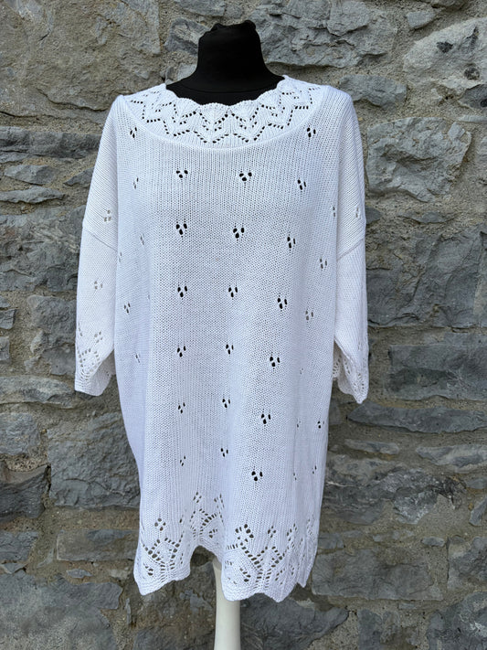 90s white knitted top uk 14-16