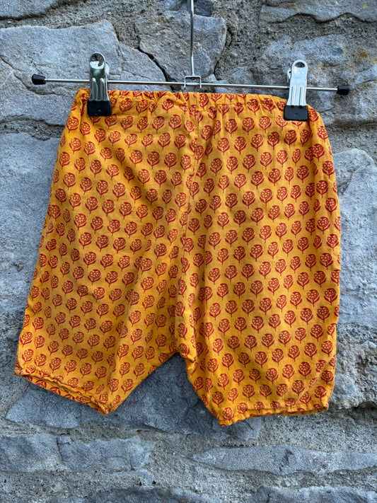 Red flowers mustard shorts  6-12m (68-80cm)