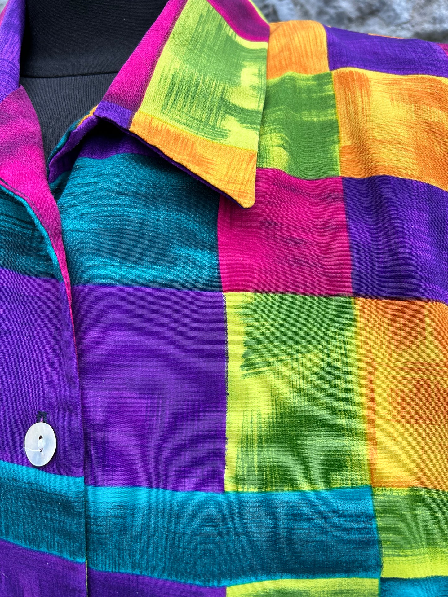 90s colourful squares shirt uk 14