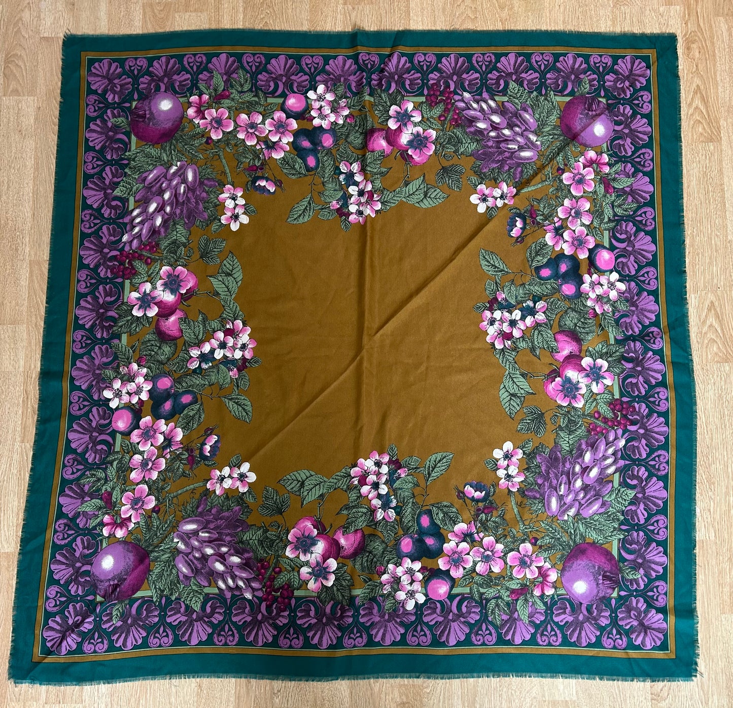 Big khaki floral scarf