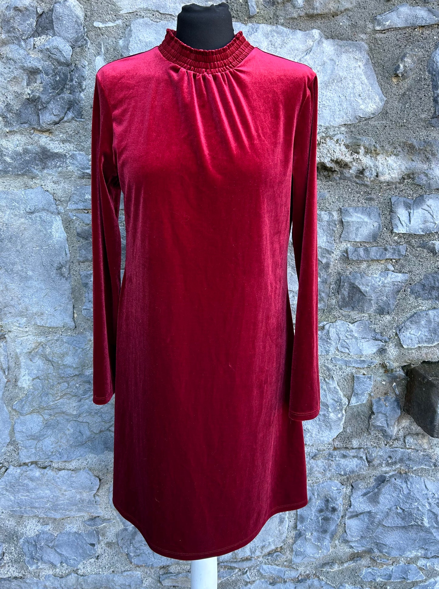 Burgundy red velvet dress uk 12