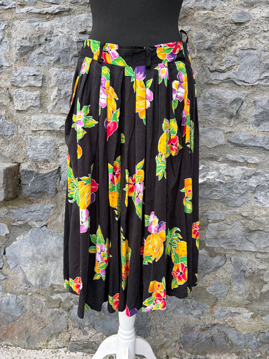 80s tropical black culottes uk 10-12