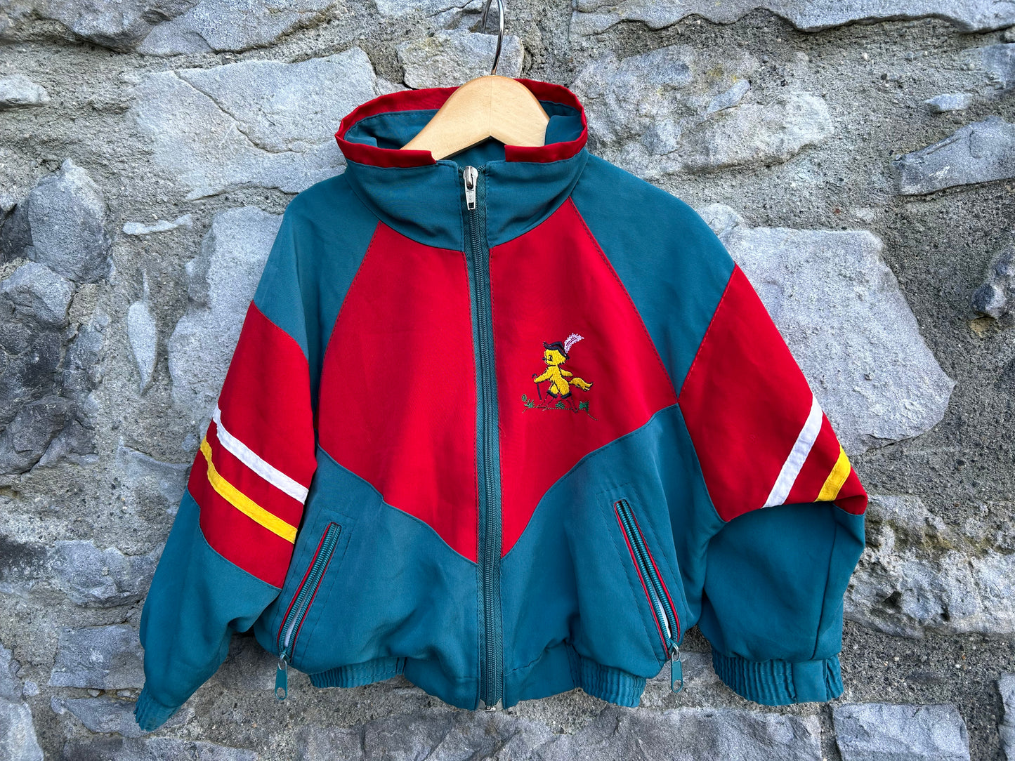 90s red&green sport jacket   3y (98cm)