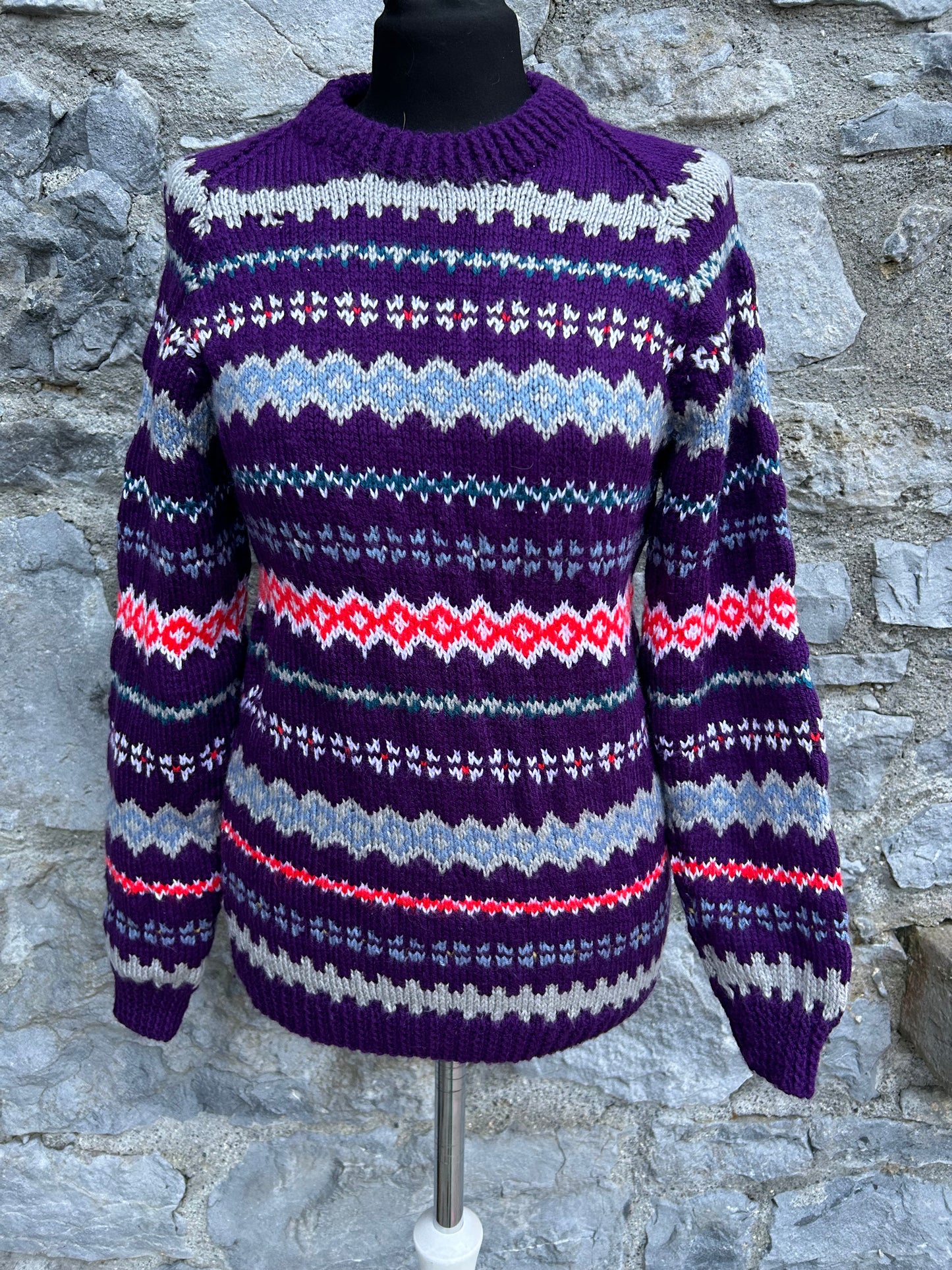 90s Purple stripy woolly jumper 6-8