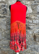 Load image into Gallery viewer, Red tie dye long gilet uk 10-14
