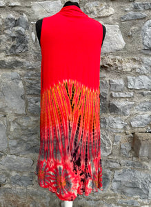 Red tie dye long gilet uk 10-14