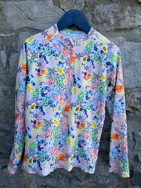 Colourful under the sea rash guard  10-11y (140-146cm)