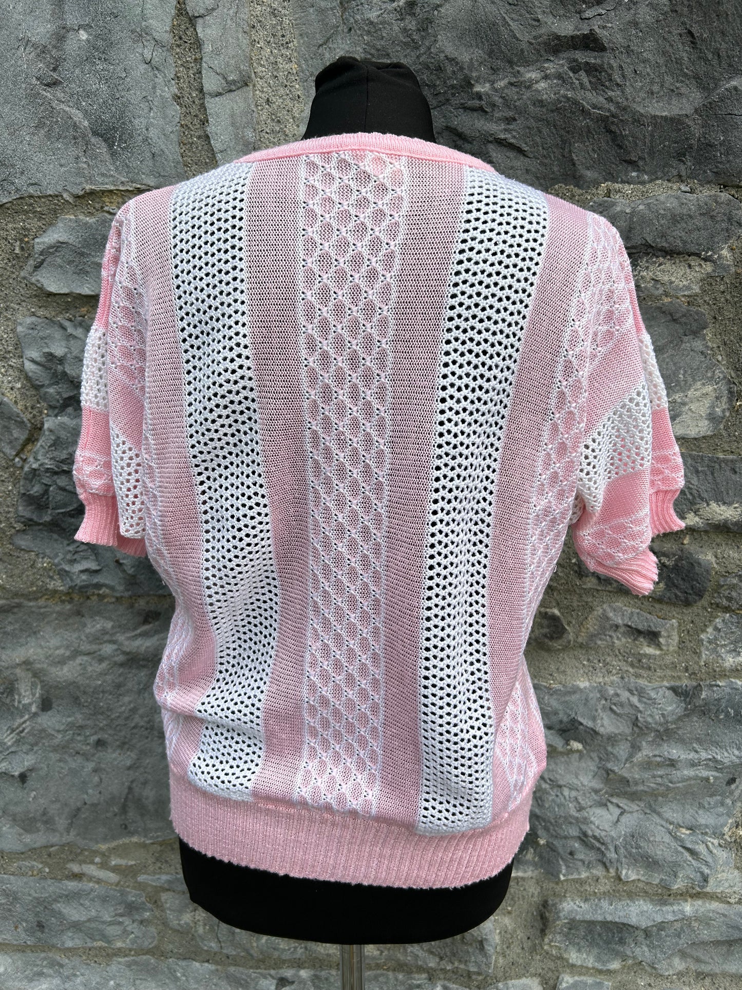 80s pink panel knitted top uk 12-14