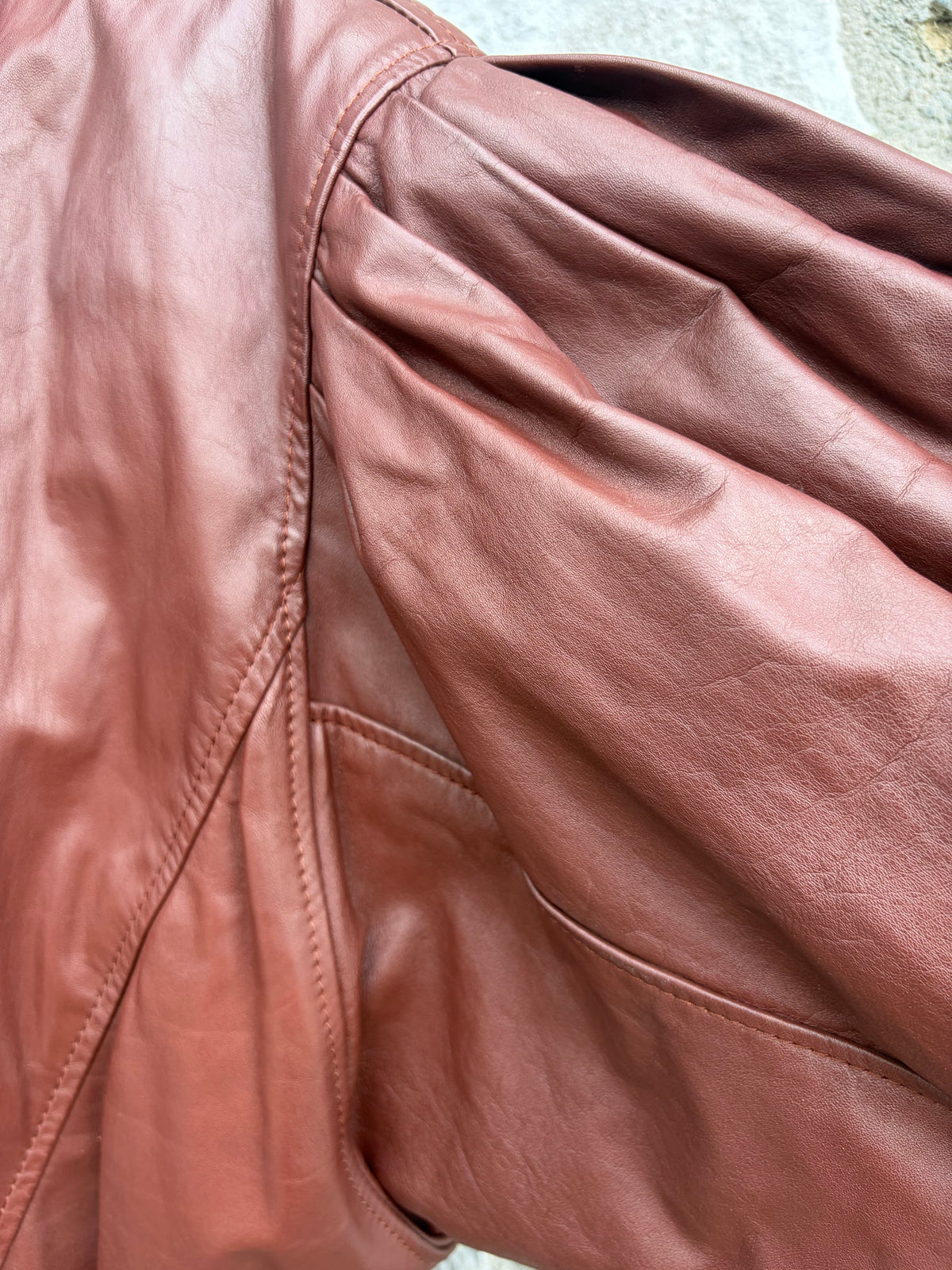 80s brown leather jacket uk 12-14
