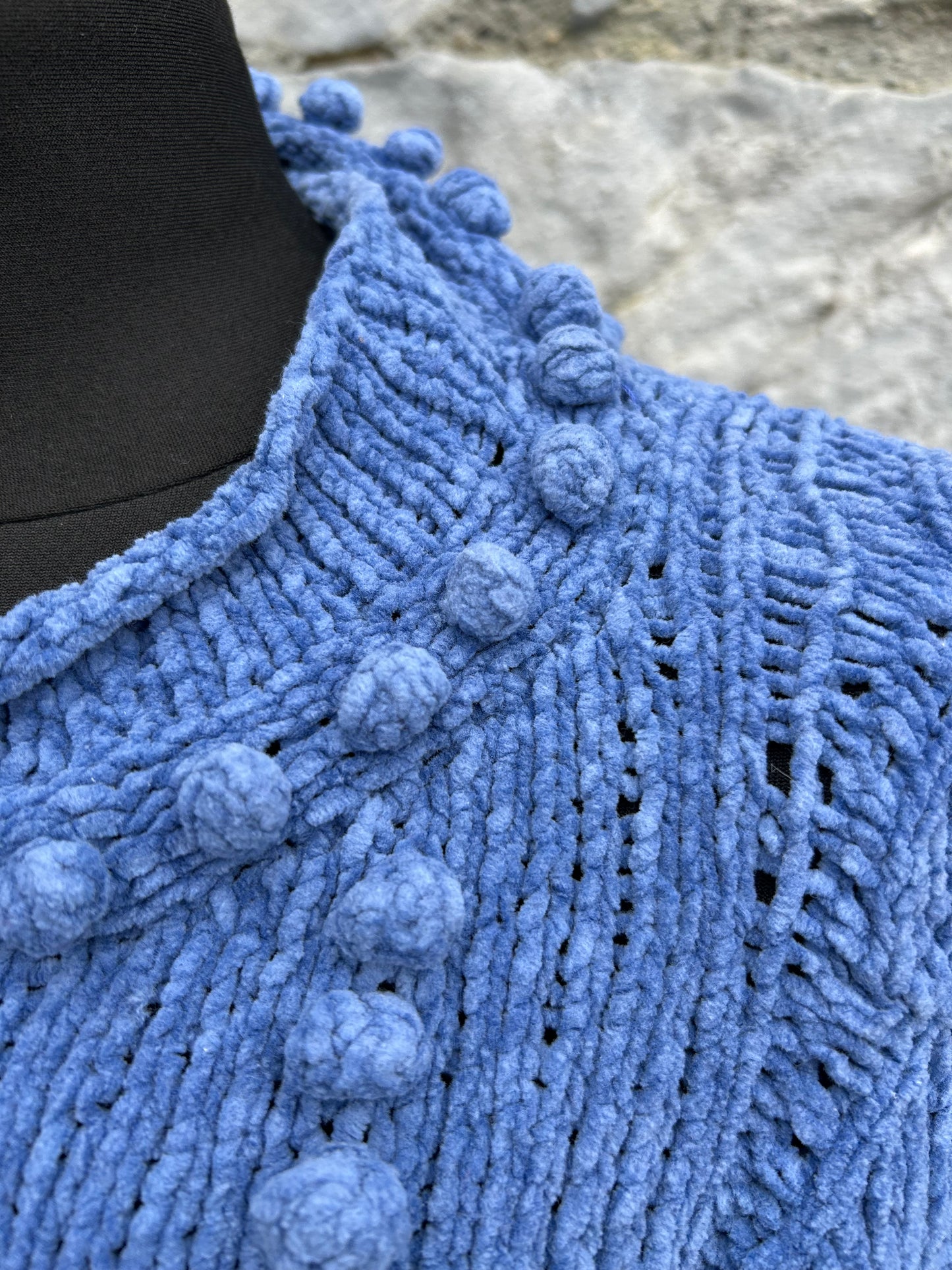90s blue chunky knit jumper uk 14-16