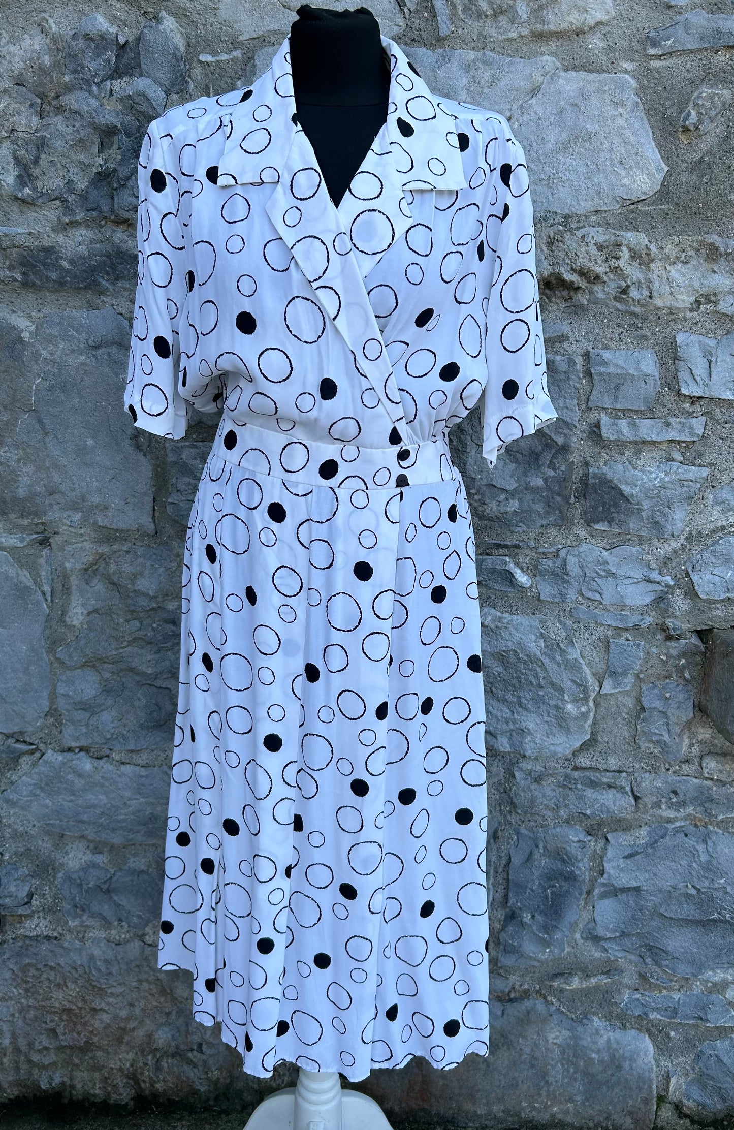 80s Black&white circles dress uk 12