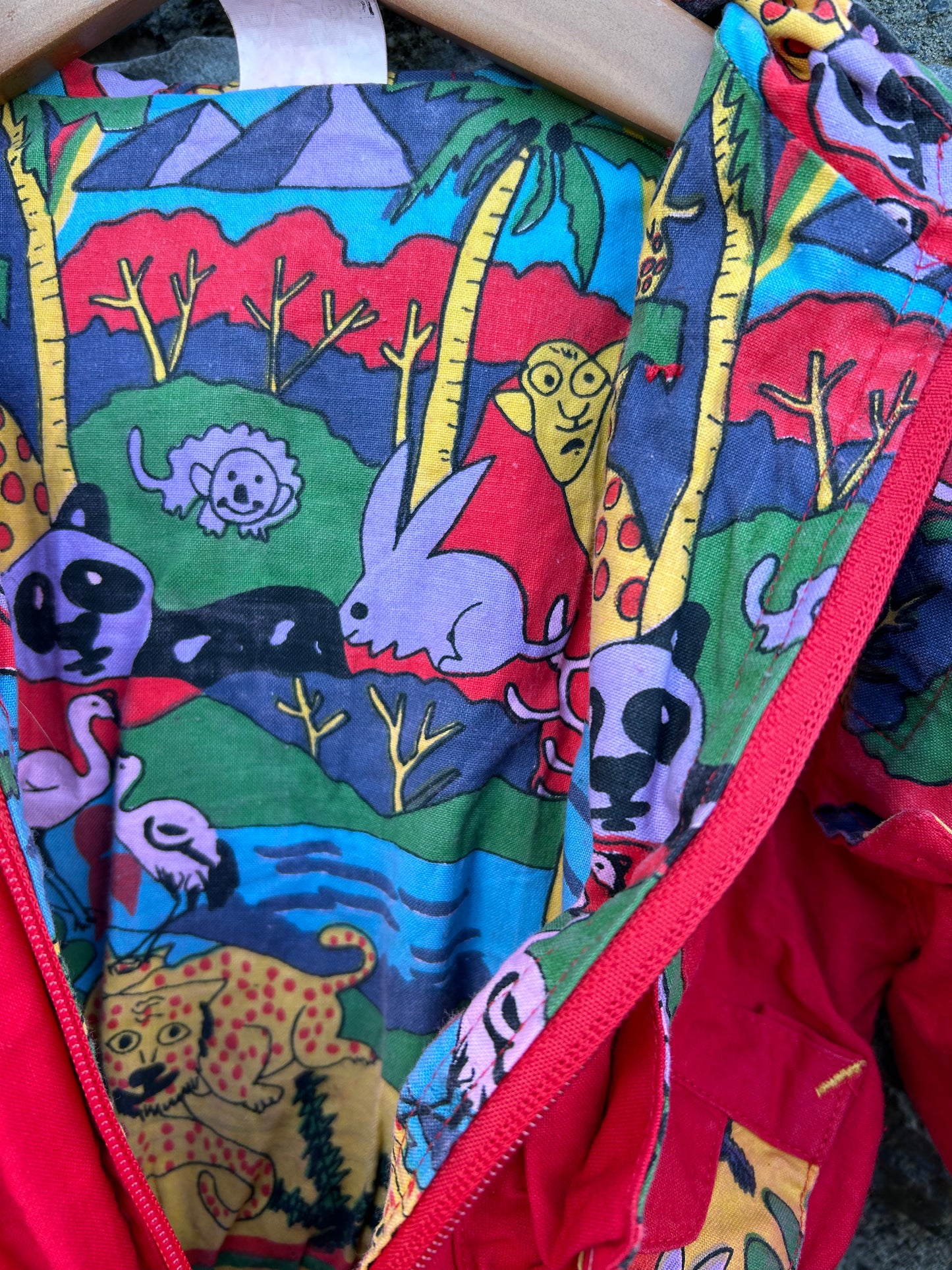 80s jungle animals red jacket   12-18m (80-86cm)