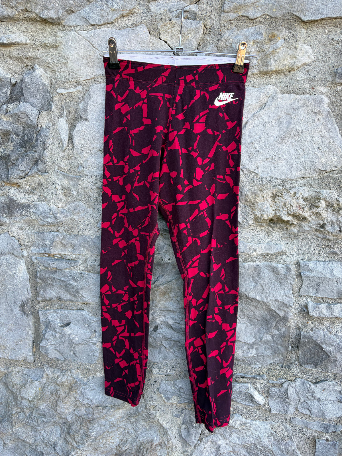 Pink&maroon abstract cropped leggings  12-13y (152-158cm)