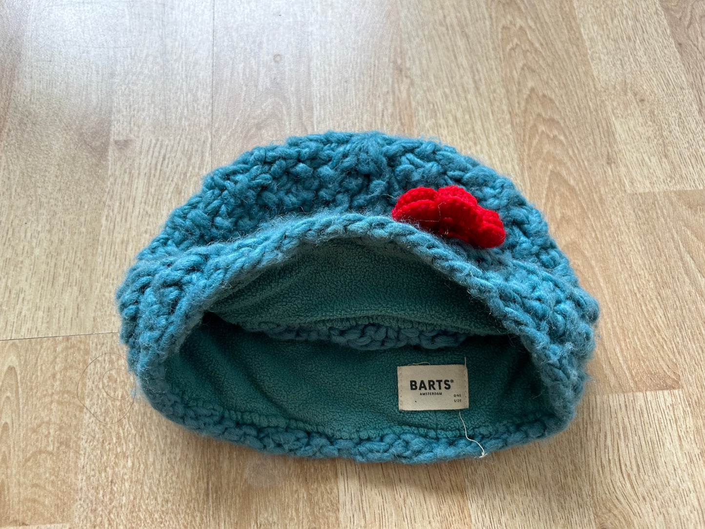 Teal&red flower hat  5-12y (110-152cm)