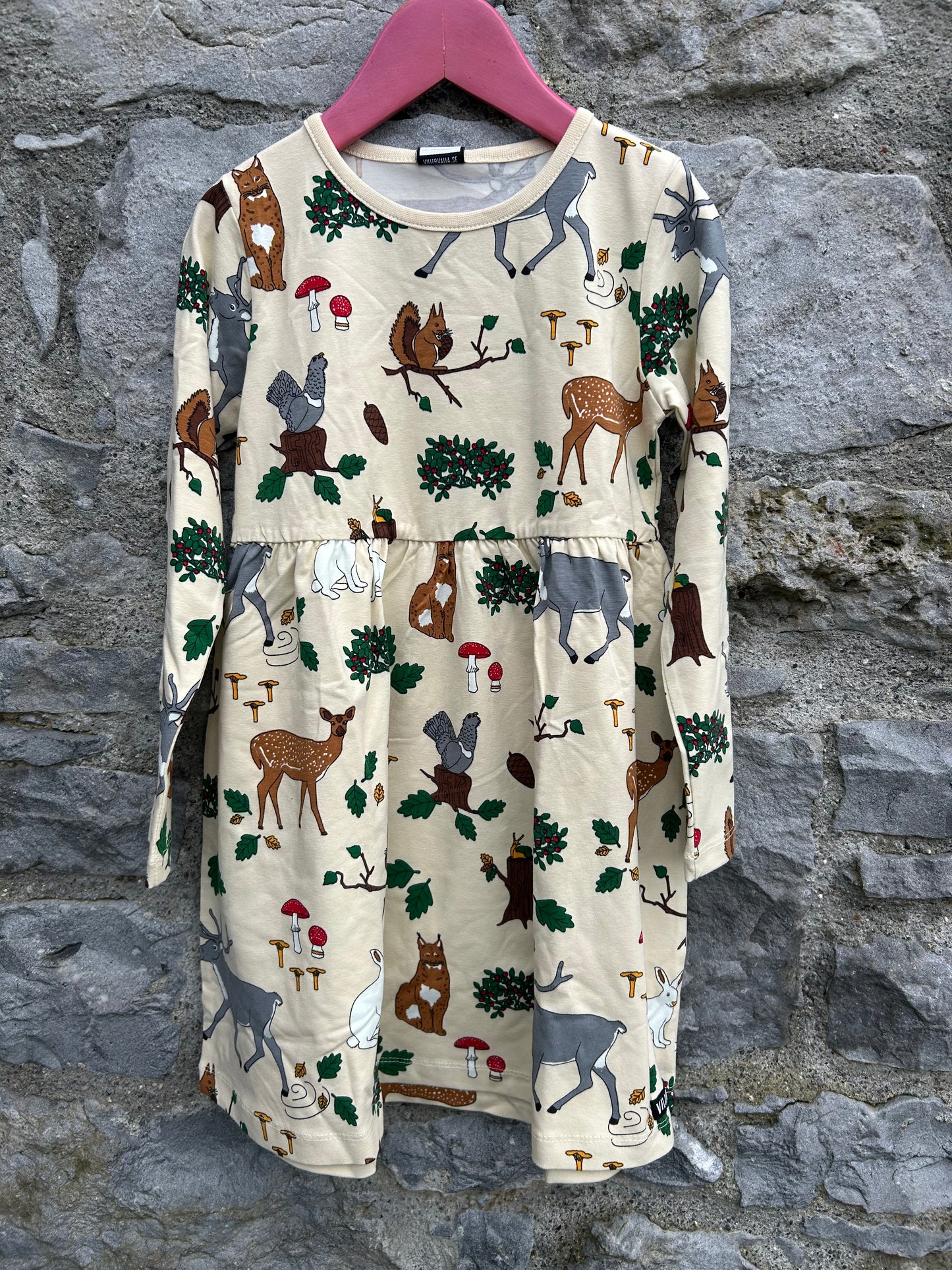 Forest Print beige dress  6y (116cm)