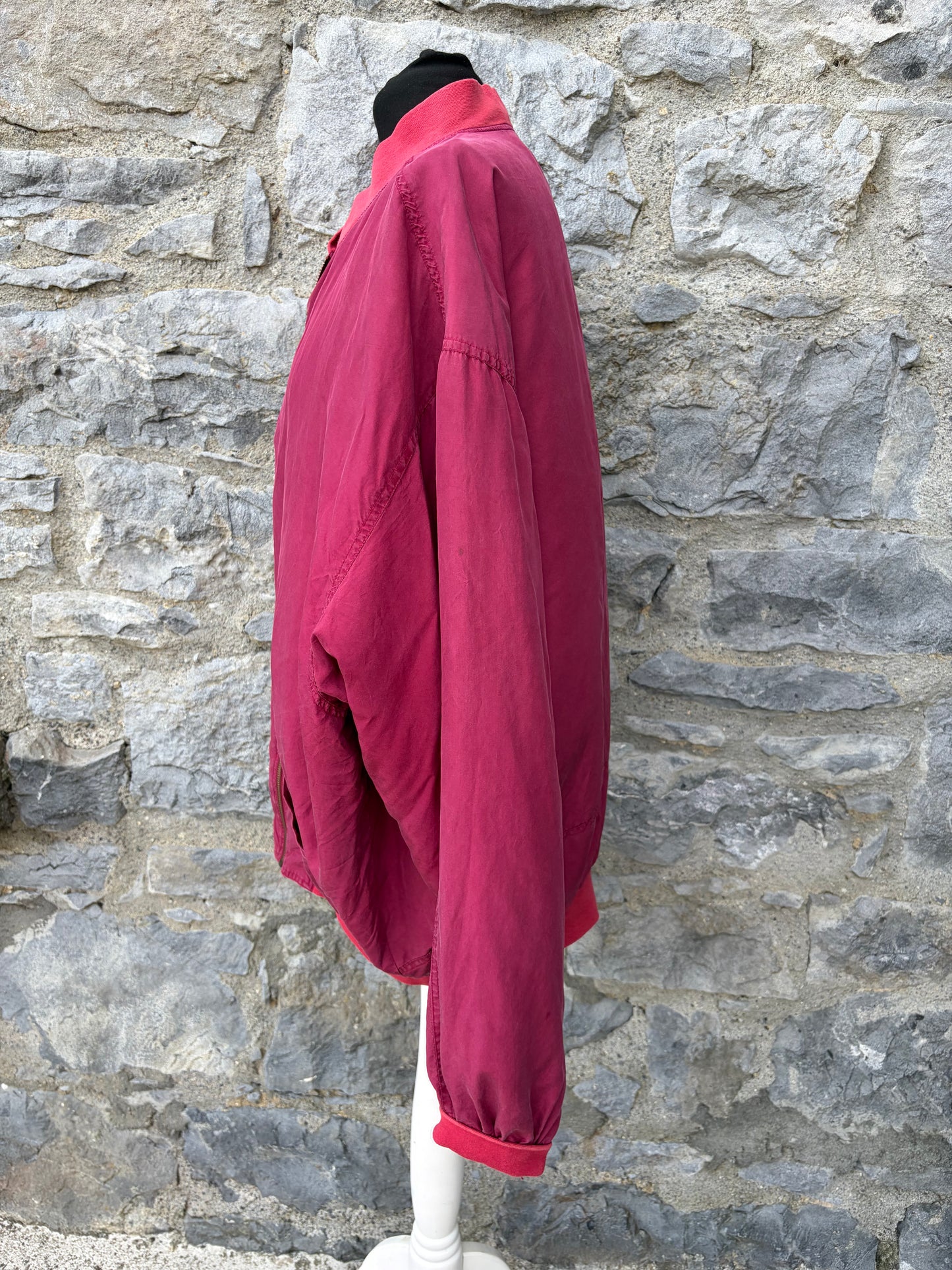 80s raspberry bomber jacket XL