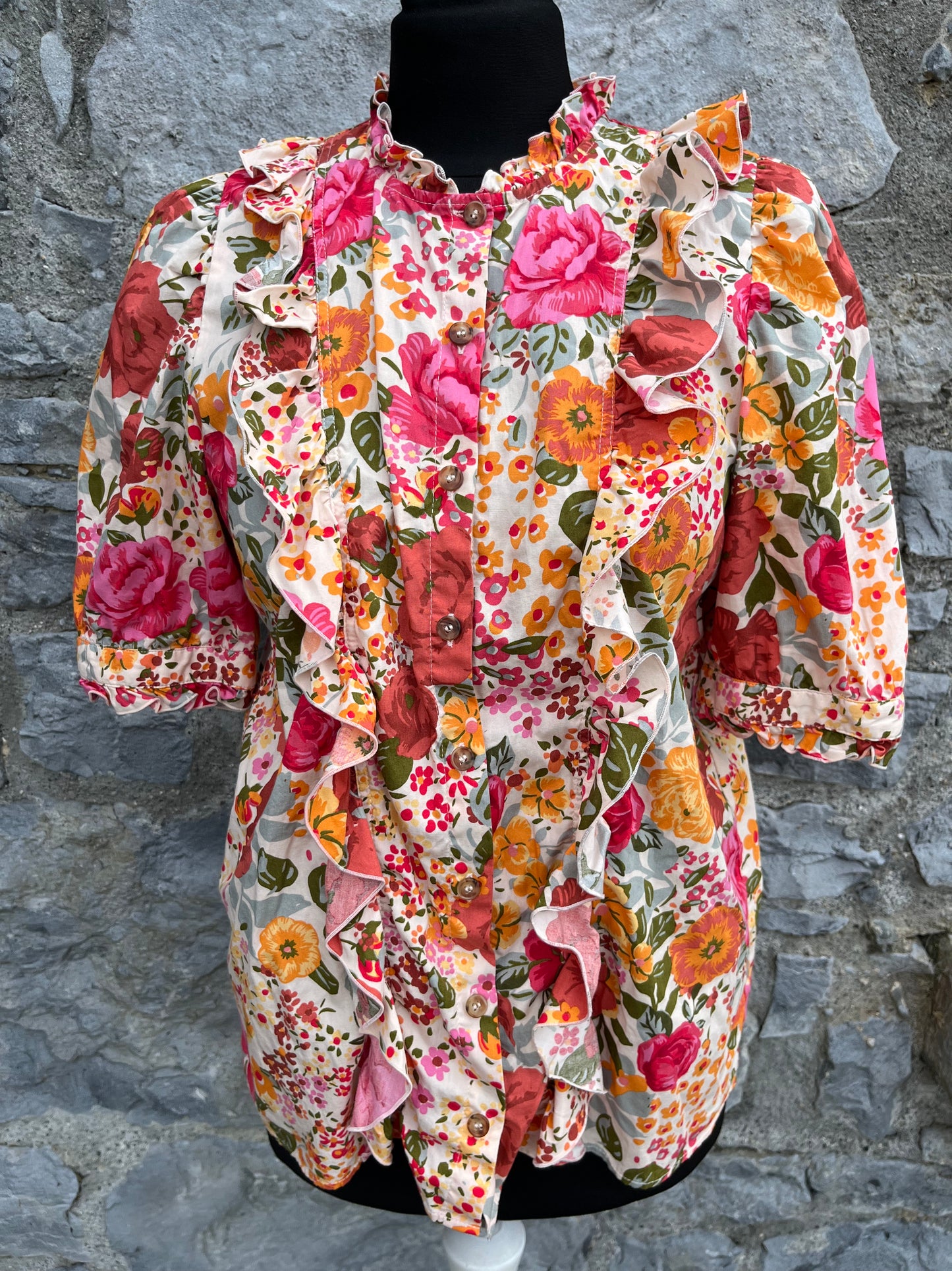 Florals&ruffles blouse uk 10