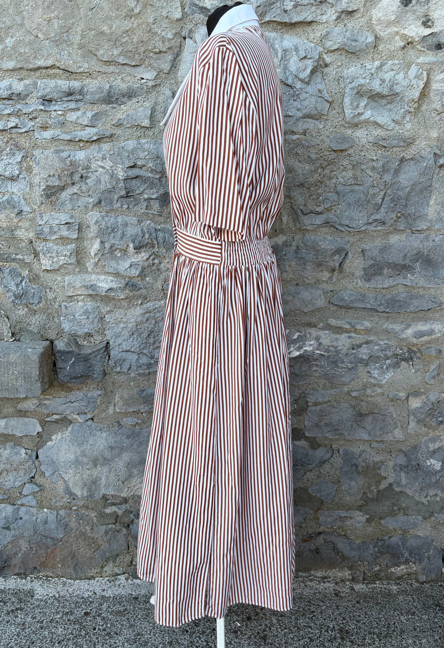 80s brown stripy dress uk 10-12