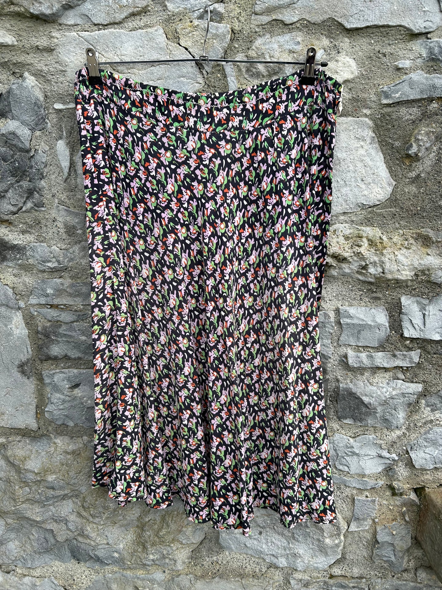 80s purple flowers skirt uk 14-18