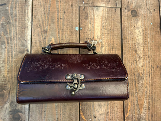 Brown embossed Handbag