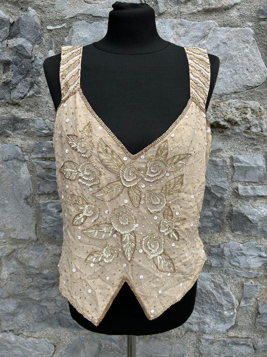90s beige sequin top uk 12