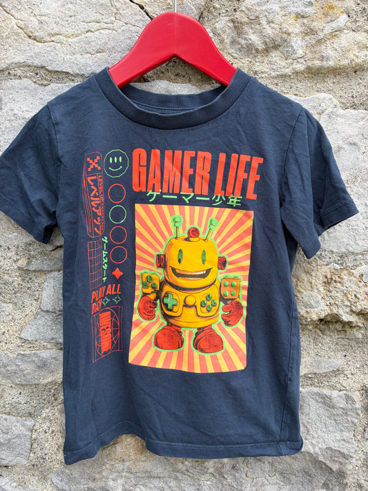 Gamer life navy T-shirt 4-5y (104-110cm)