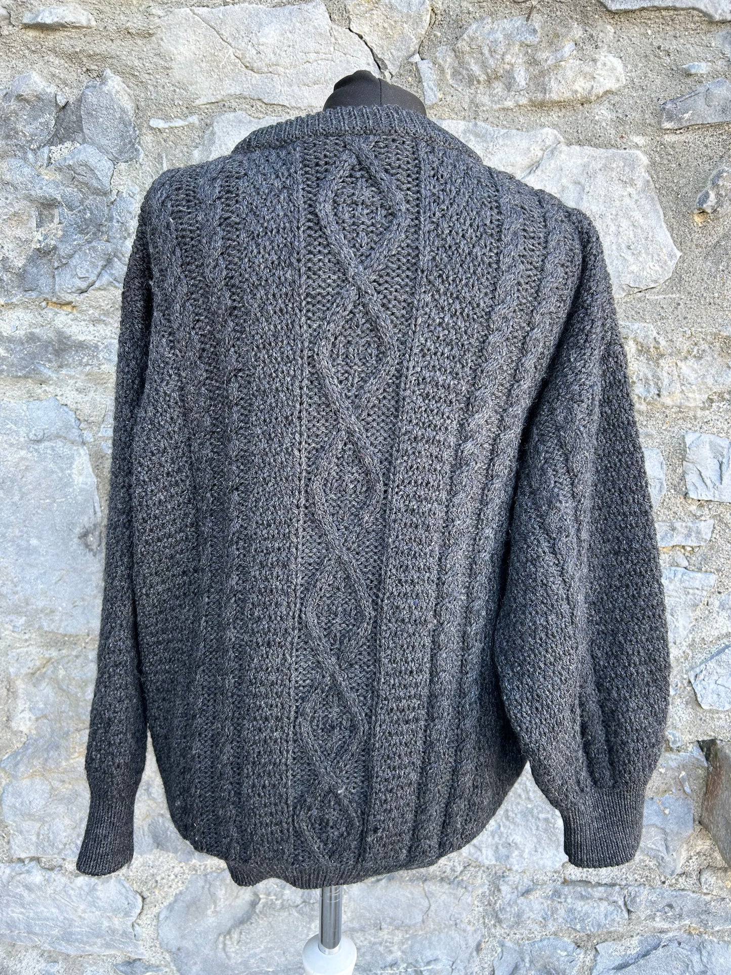 Dark grey Aran style jumper M-L