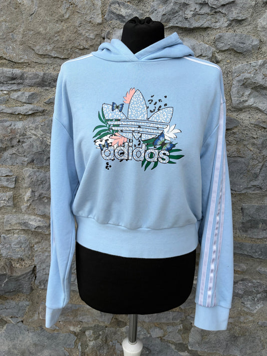 Blue animal flower print logo cropped hoodie uk 8-10