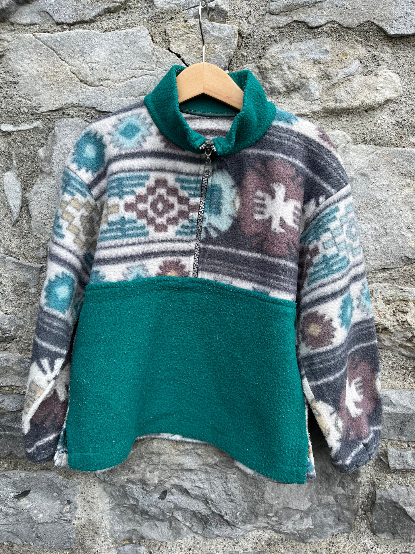 80s green Aztec fleece 5-6y (110-116cm)