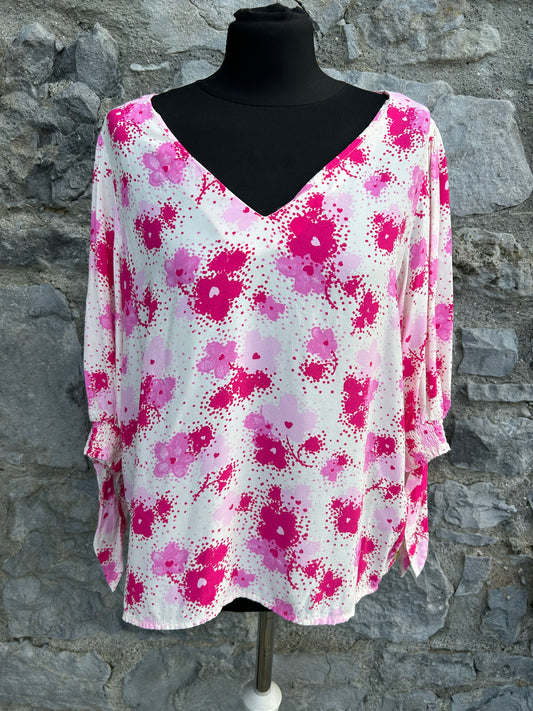 Pink floral top uk 12