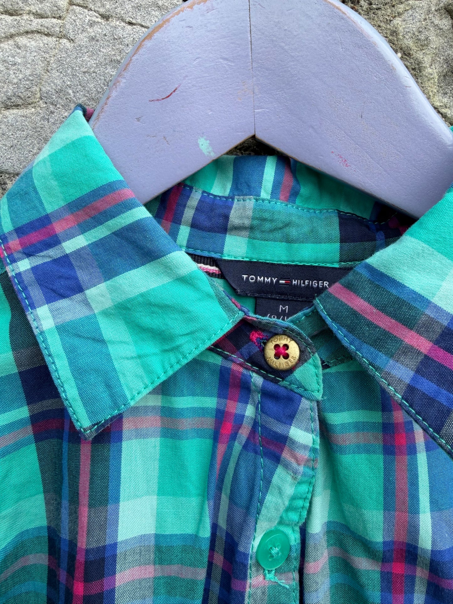 TH Green check shirt dress   8-9y (128-134cm)