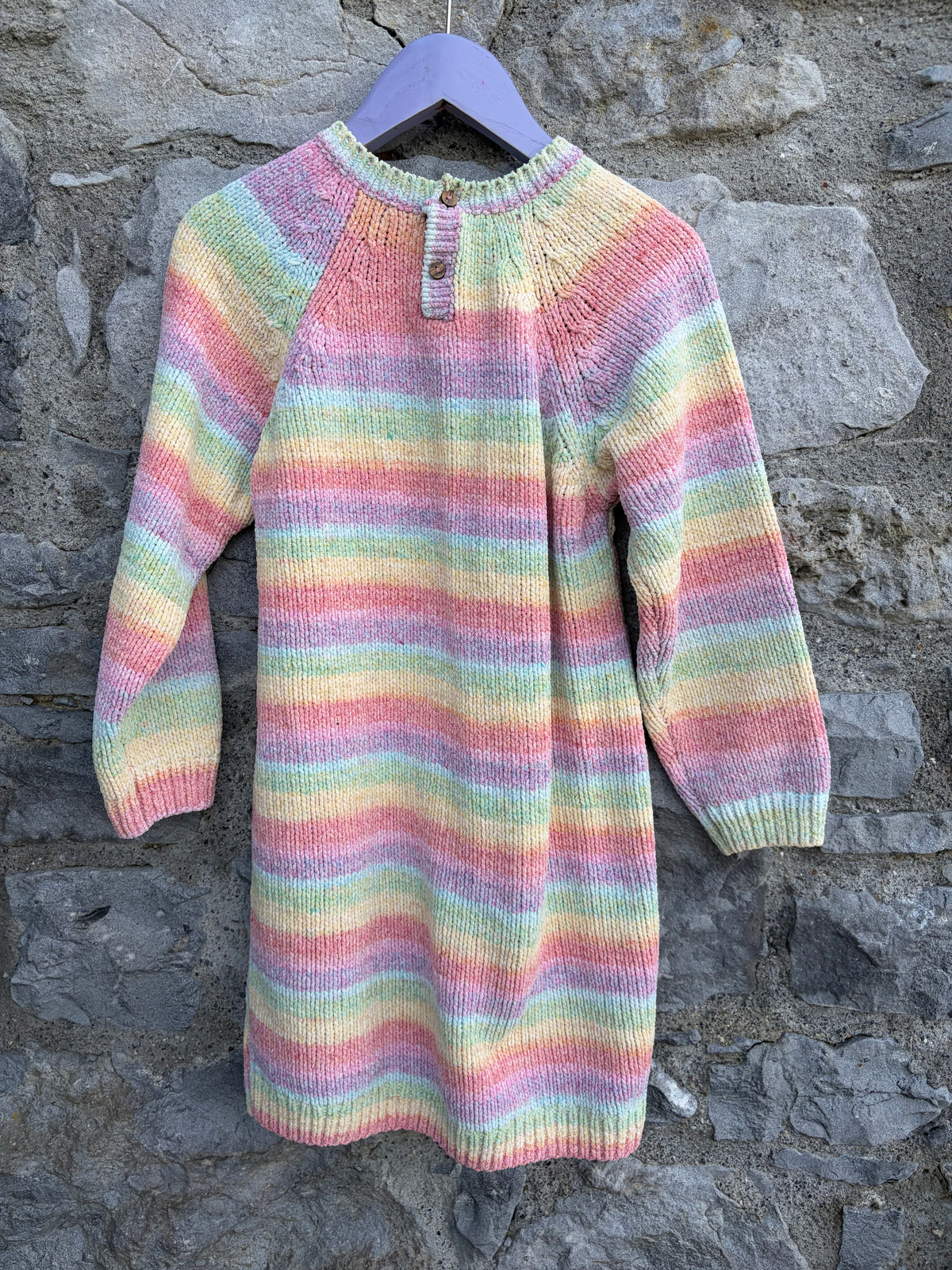 Rainbow stripes knitted dress  6-7y (116-122cm)