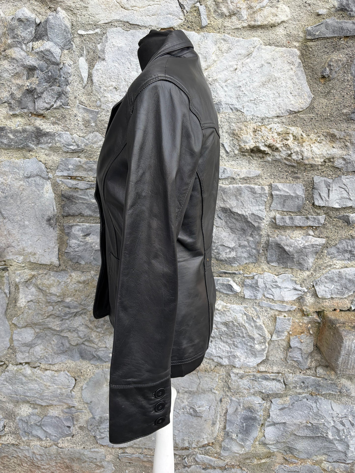 90s black leather jacket uk 8