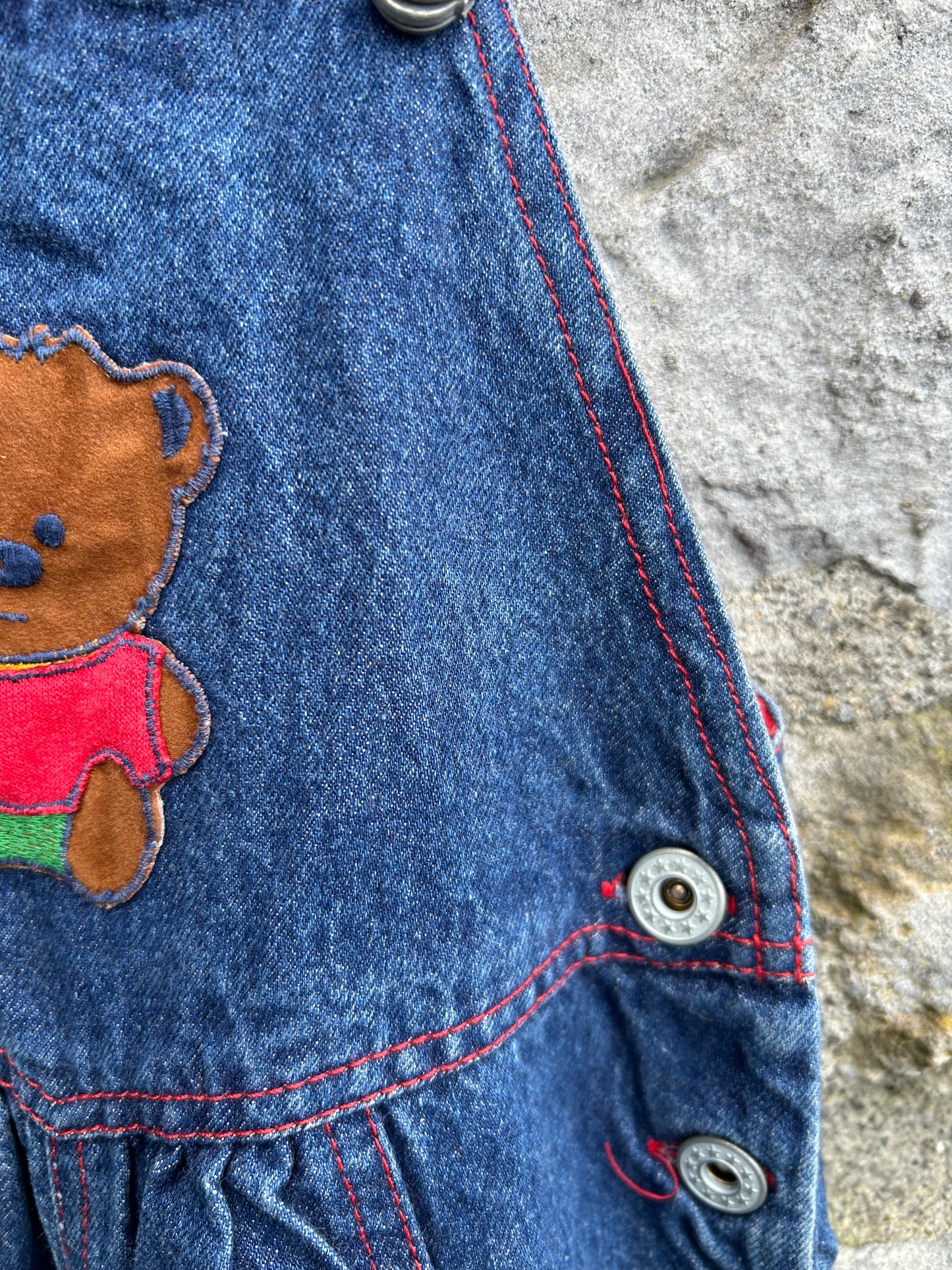 80s winter bear denim dungarees 2-3y (92-98cm)