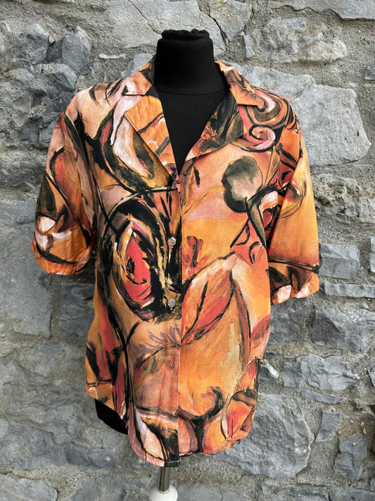 90s abstract orange blouse uk 12