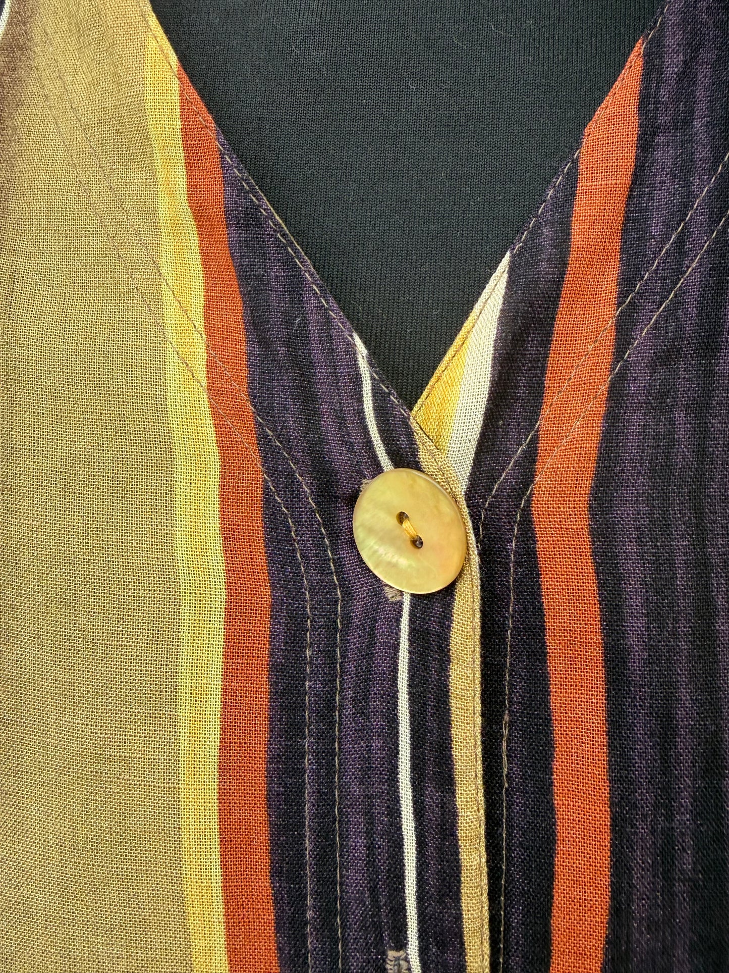 90s mustard stripy blouse uk 14-16