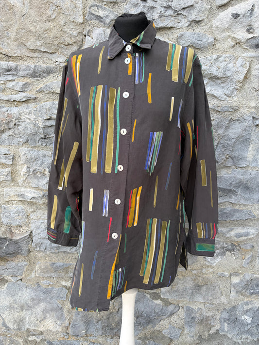 80s charcoal colourful vertical brushstroke shirt Medium