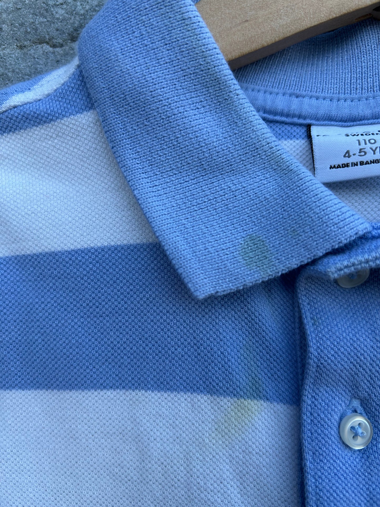 PoP Blue&white polo top  4y (104cm)