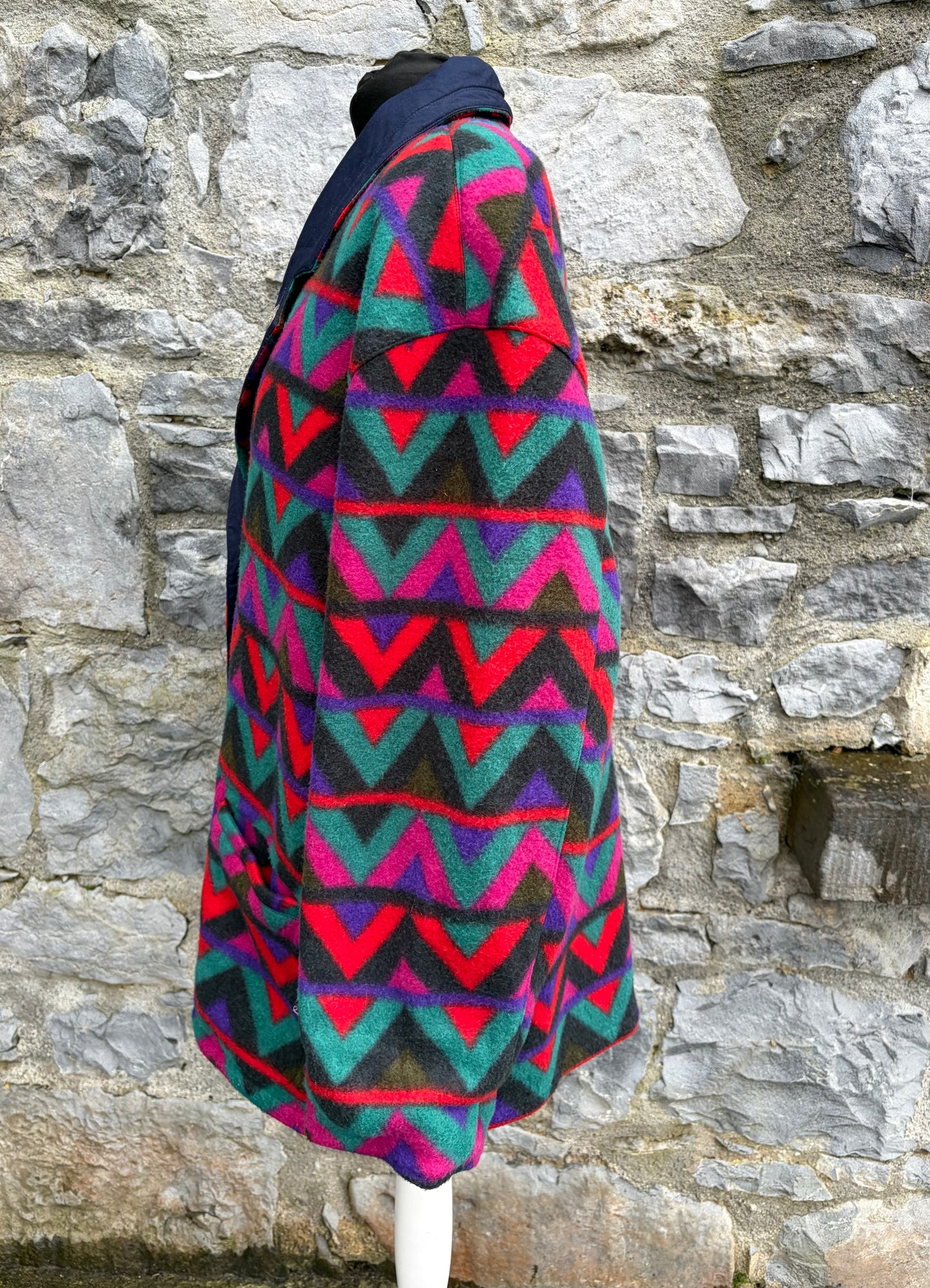 80s colorful chevron fleece jacket uk 16-18