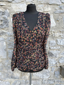 Floral black top uk 10