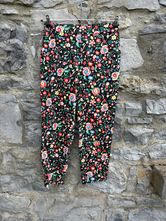 Floral cropped black trousers uk 8