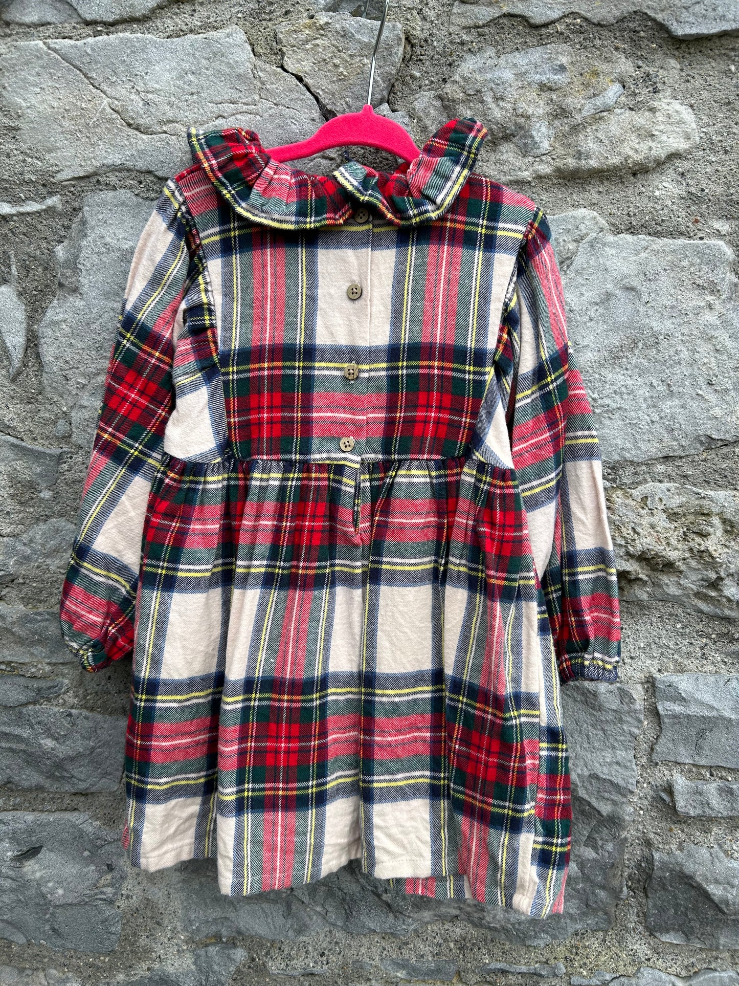 Red&ivory check flannel dress 2-3y (92-98cm)