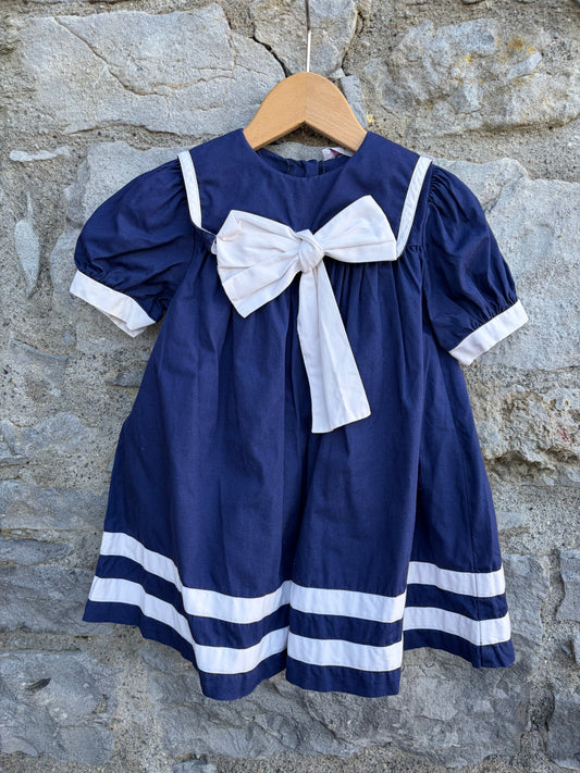 90s navy sailor dress 12-18m (80-86cm)