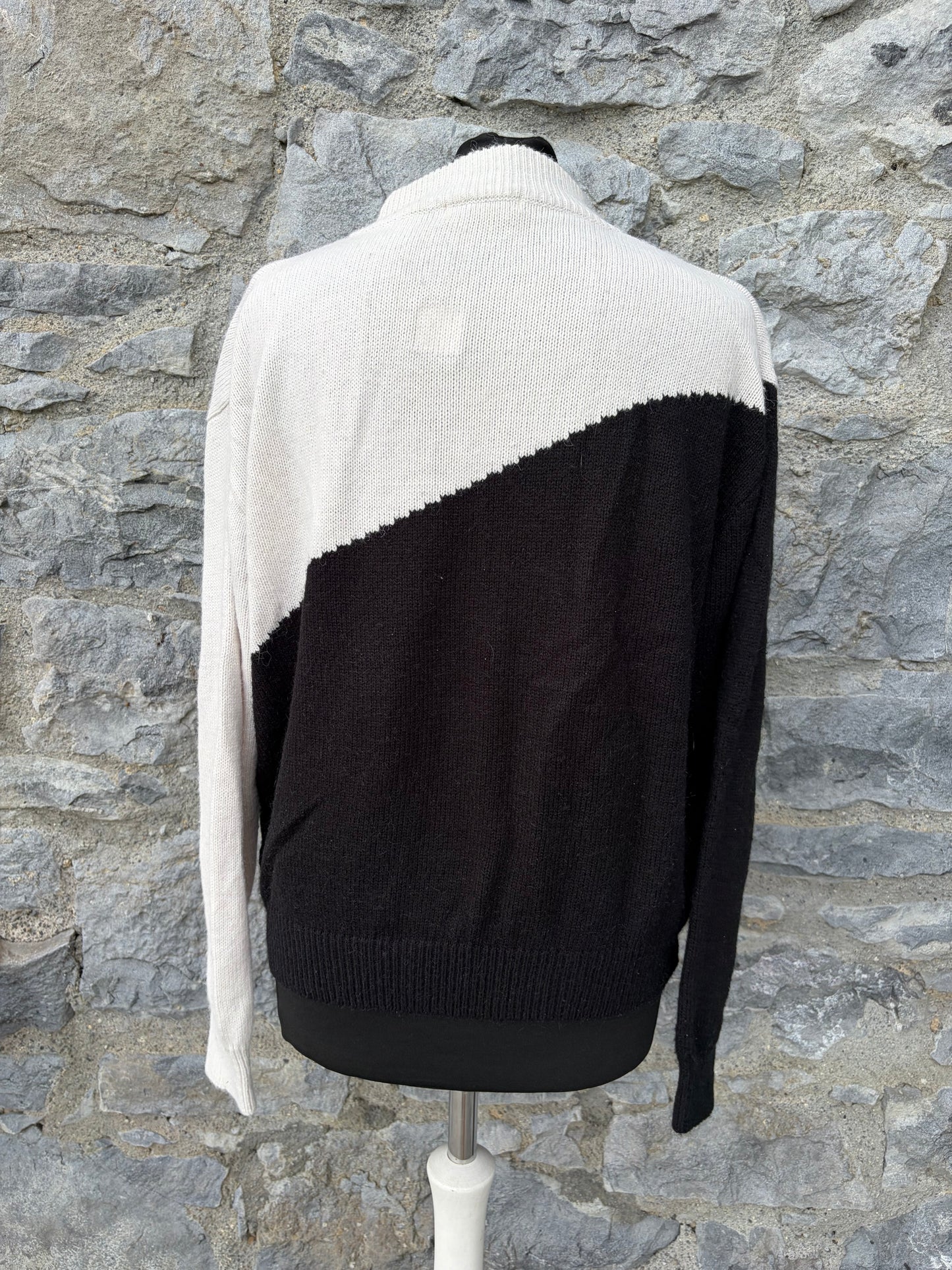 80s colorblock mock neck embroidered jumper uk 14