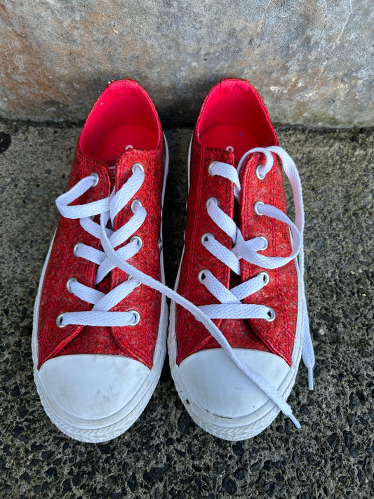 Red glitter converse  uk 2 (eu 34)