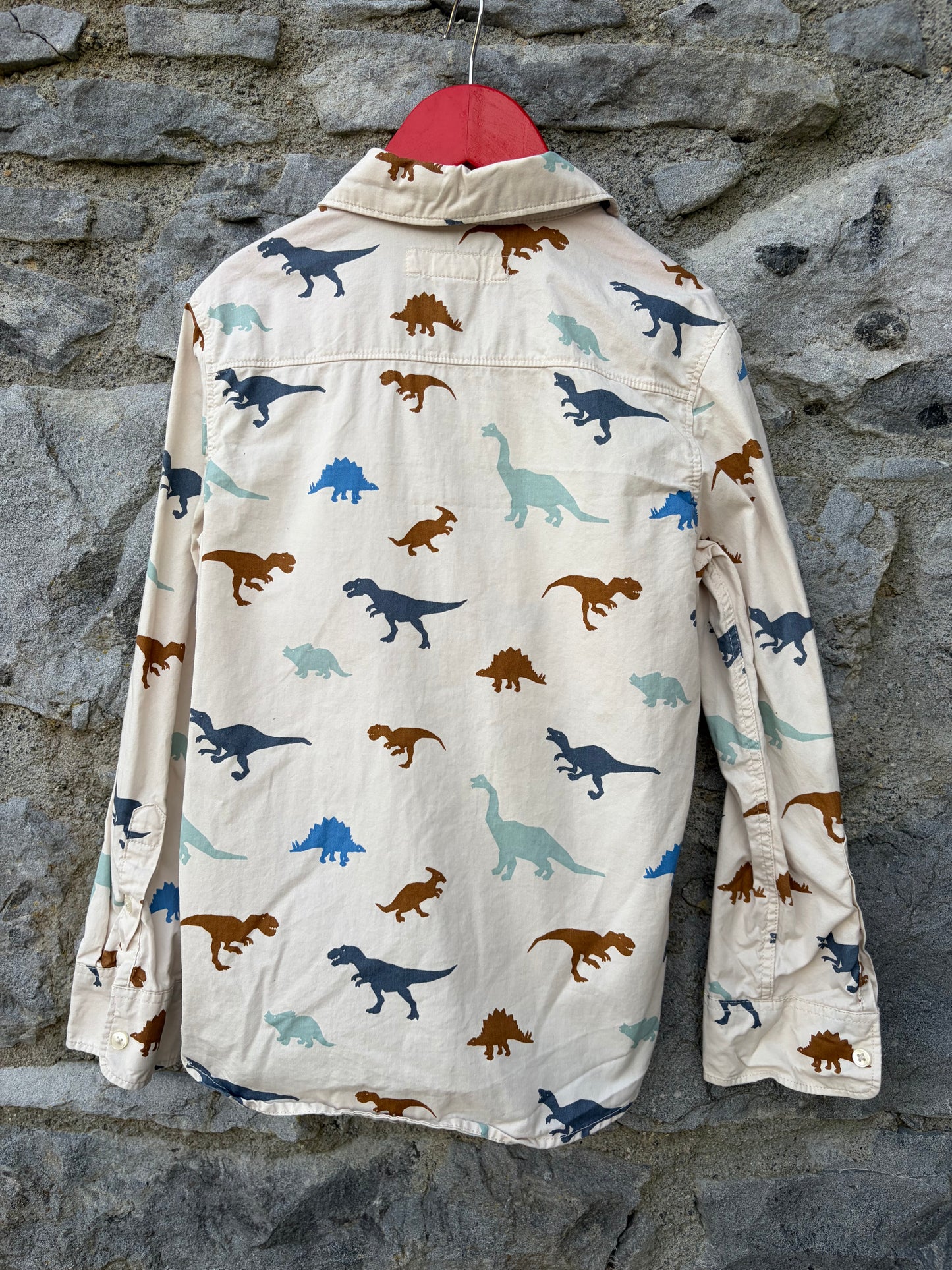 Dinosaurs beige shirt  7-8y (122-128cm)