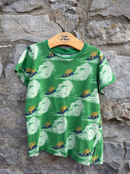 PoP Surfing tigers green T-shirt 5y (110cm)